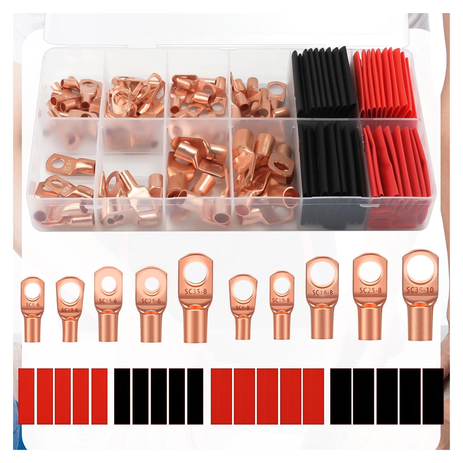 150 Terminales de Cobre y Tubos Termocontraíbles Lasuroa