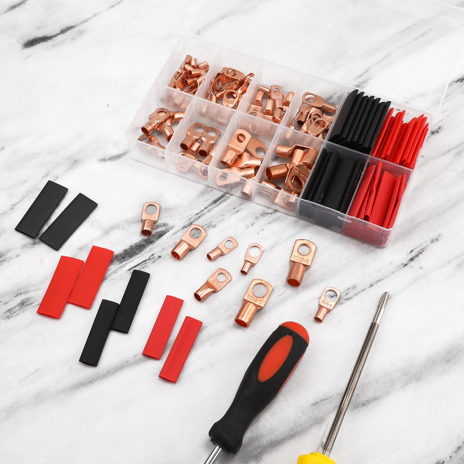 150 Terminales de Cobre y Tubos Termocontraíbles Lasuroa