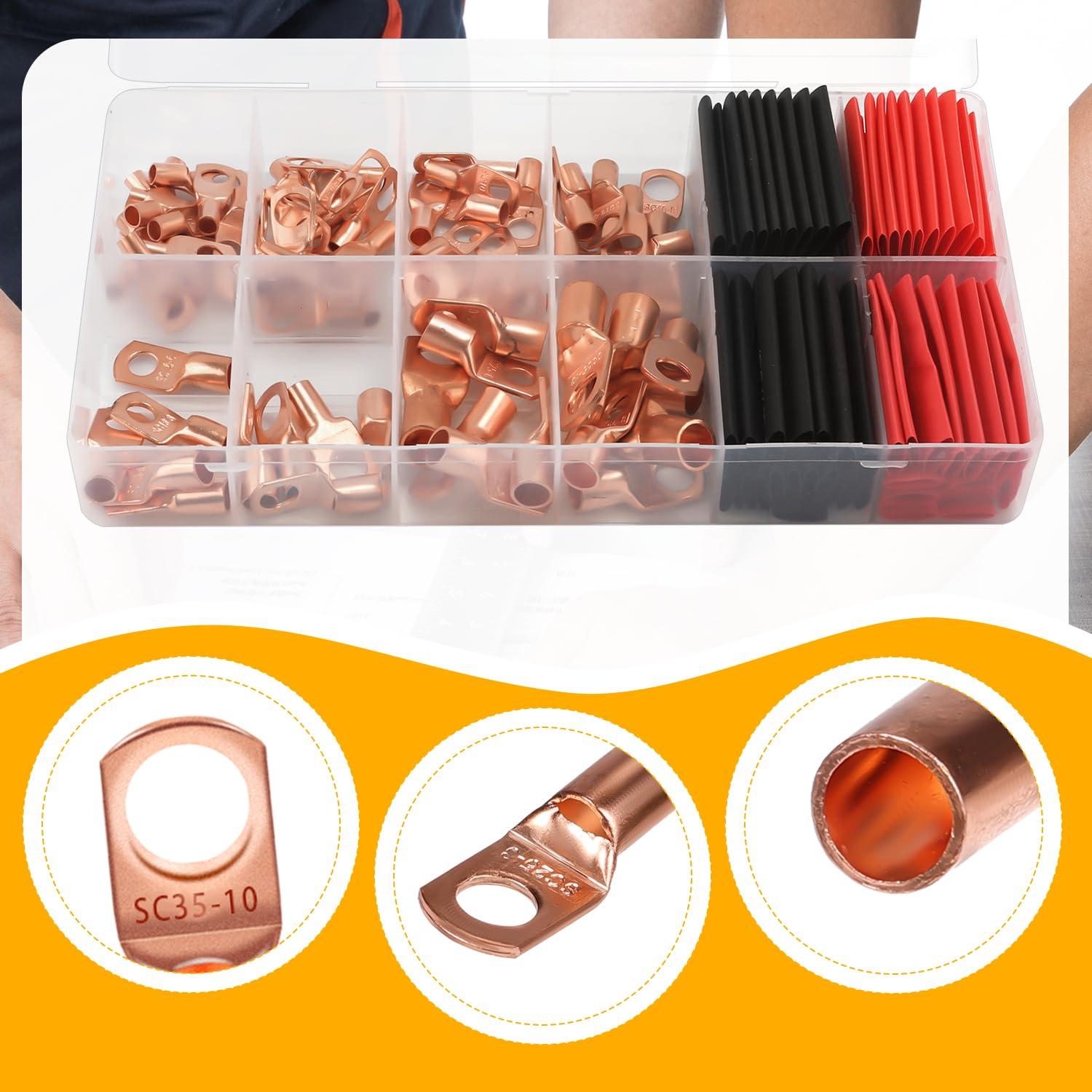 150 Terminales de Cobre y Tubos Termocontraíbles Lasuroa