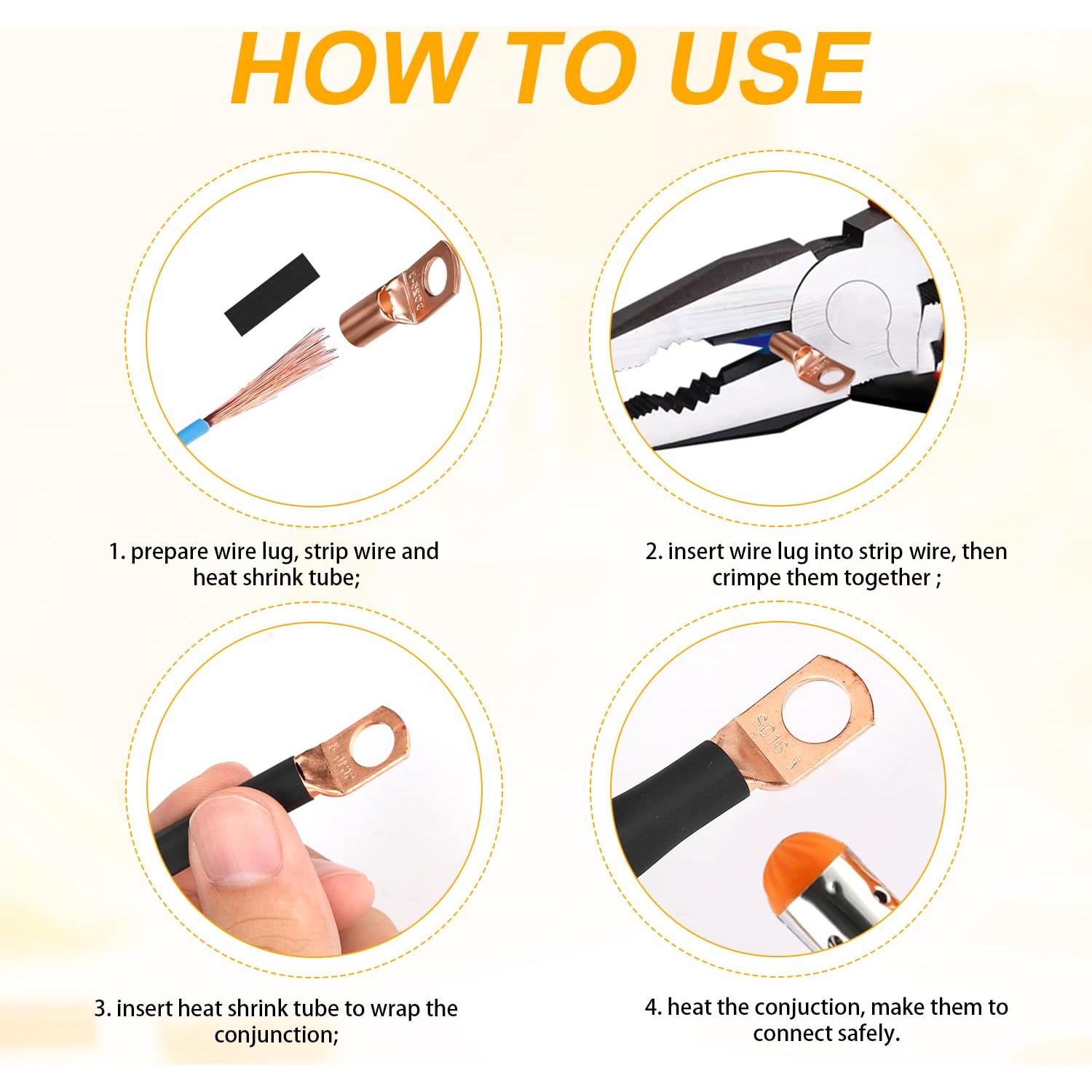 150 Terminales de Cobre y Tubos Termocontraíbles Lasuroa