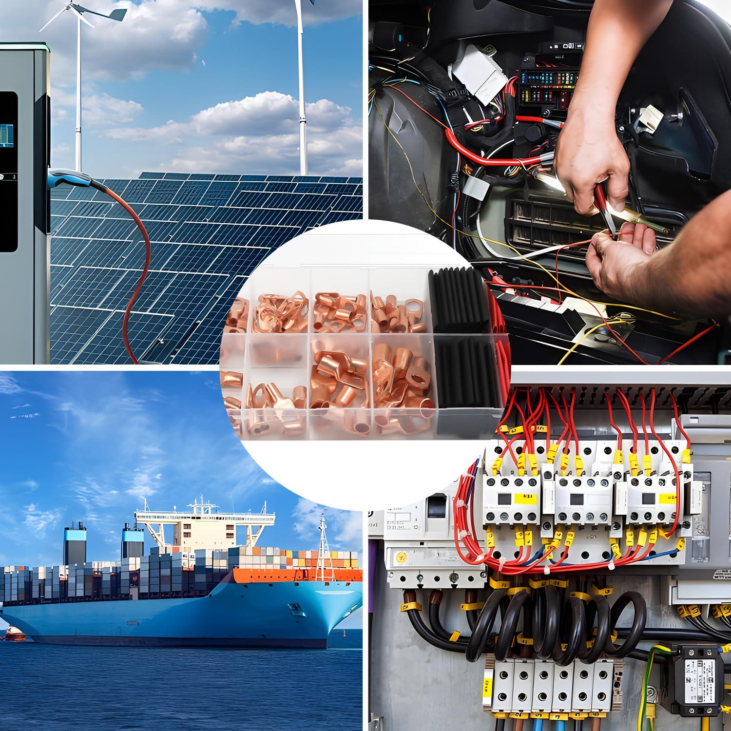 150 Terminales de Cobre y Tubos Termocontraíbles Lasuroa