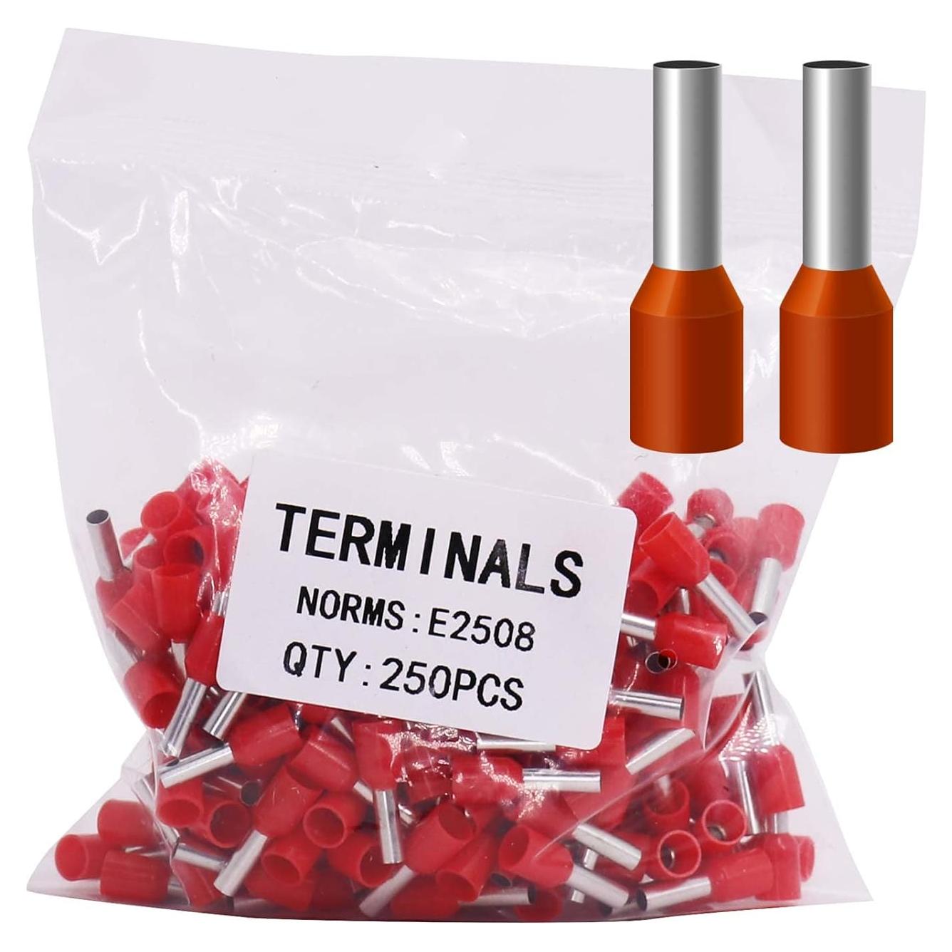 Terminales de Ferrules Aislados Fidioto 250pcs AWG14 Rojo