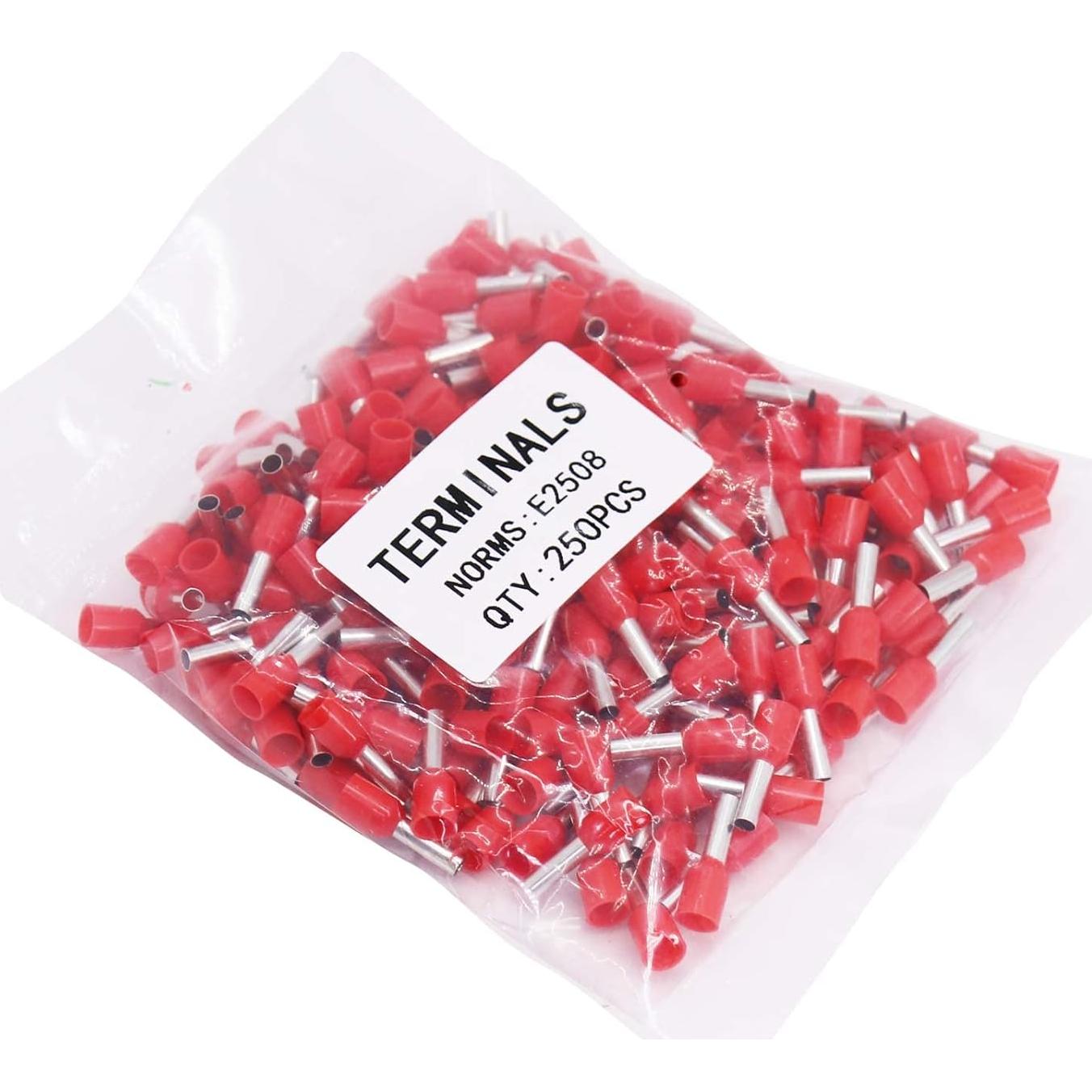 Terminales de Ferrules Aislados Fidioto 250pcs AWG14 Rojo