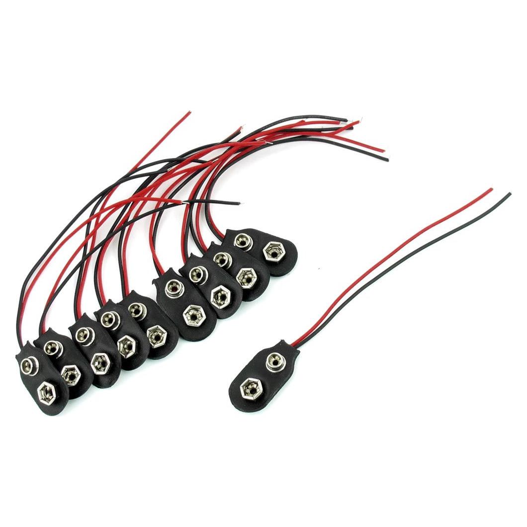 Conector de Batería de 9V uxcell Tipo I Negro - Paquete de 10