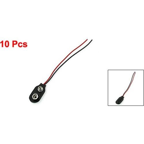 Conector de Batería de 9V uxcell Tipo I Negro - Paquete de 10