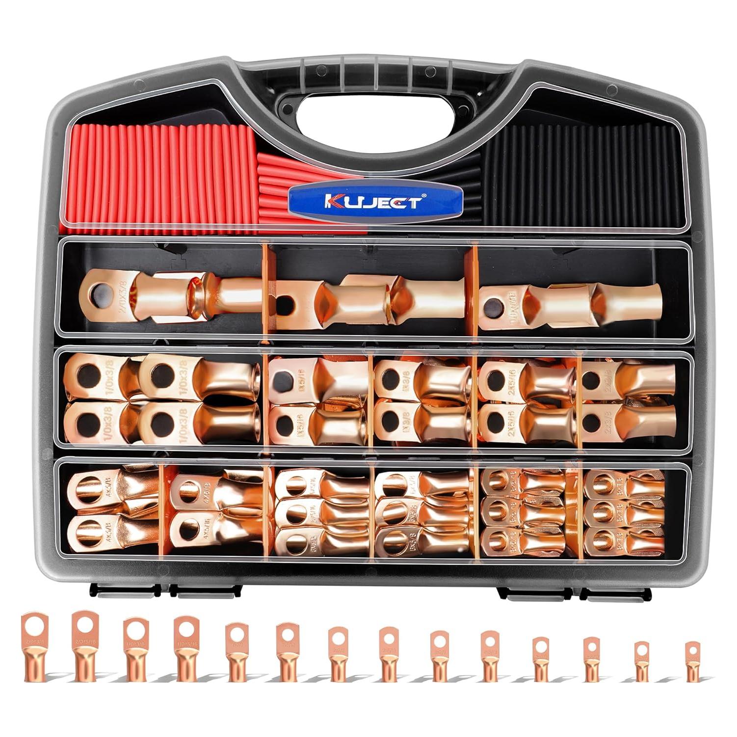 Kit de Terminales de Cobre 120PCS Kuject AWG 1-2-4-6-8