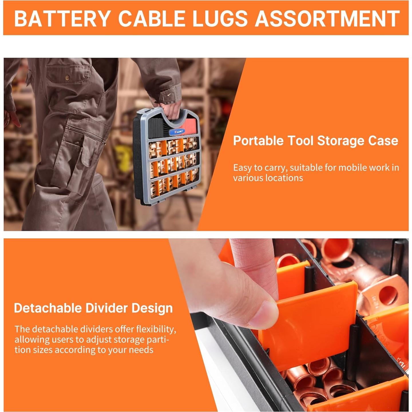 Kit de Terminales de Cobre 120PCS Kuject AWG 1-2-4-6-8