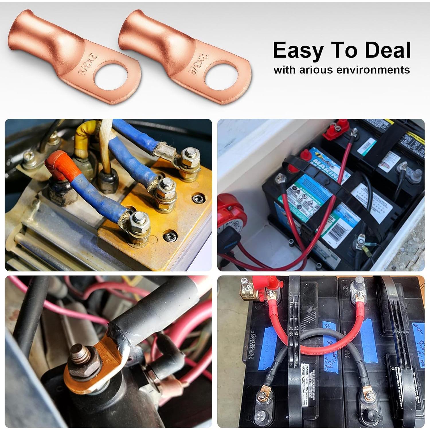 Conectores de Batería iGreely 10 Pcs 2 AWG 9.53 mm Cobre