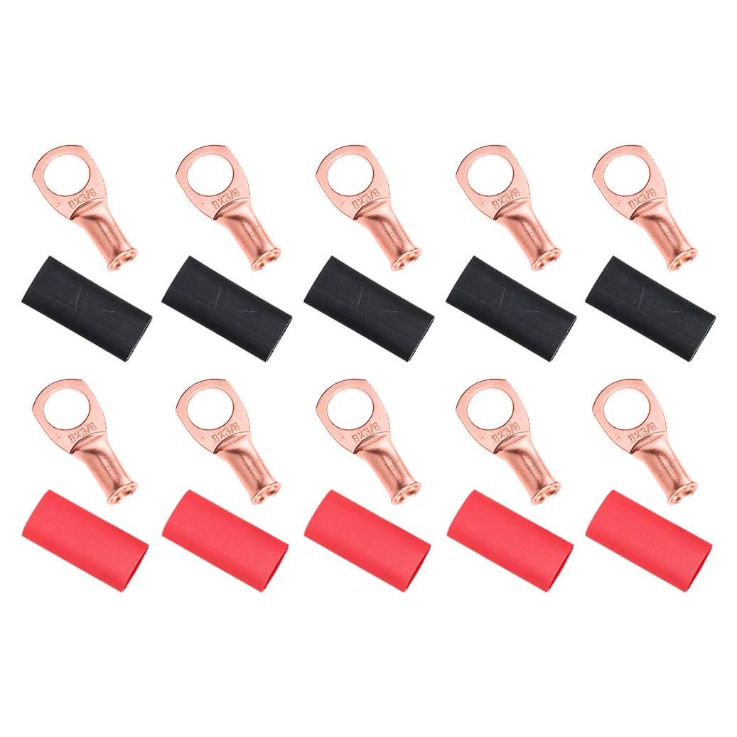 Paquete de 10 terminales de anillo de cobre RockDIG 8 AWG 3/8"