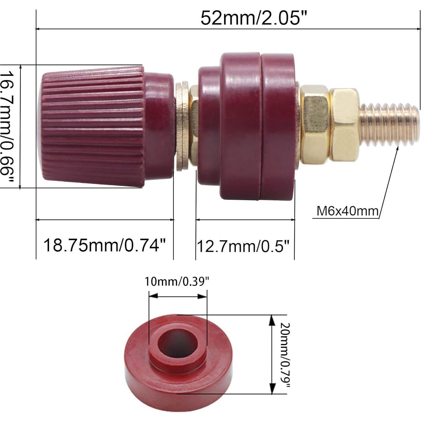 Conector de Poste de Batería Zovfam 1/4" (6.35 mm) - Kit 4 Pzas