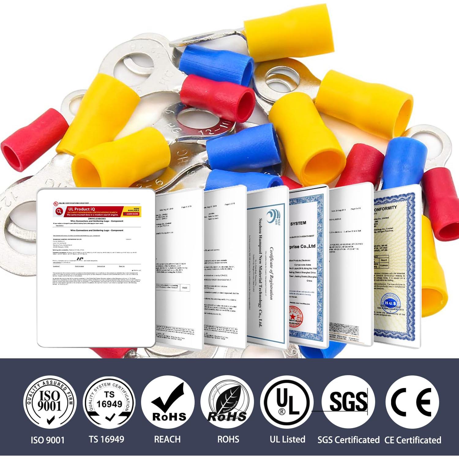 Conectores de Anillo Aislados CHANZON 50pcs M8 16-14AWG