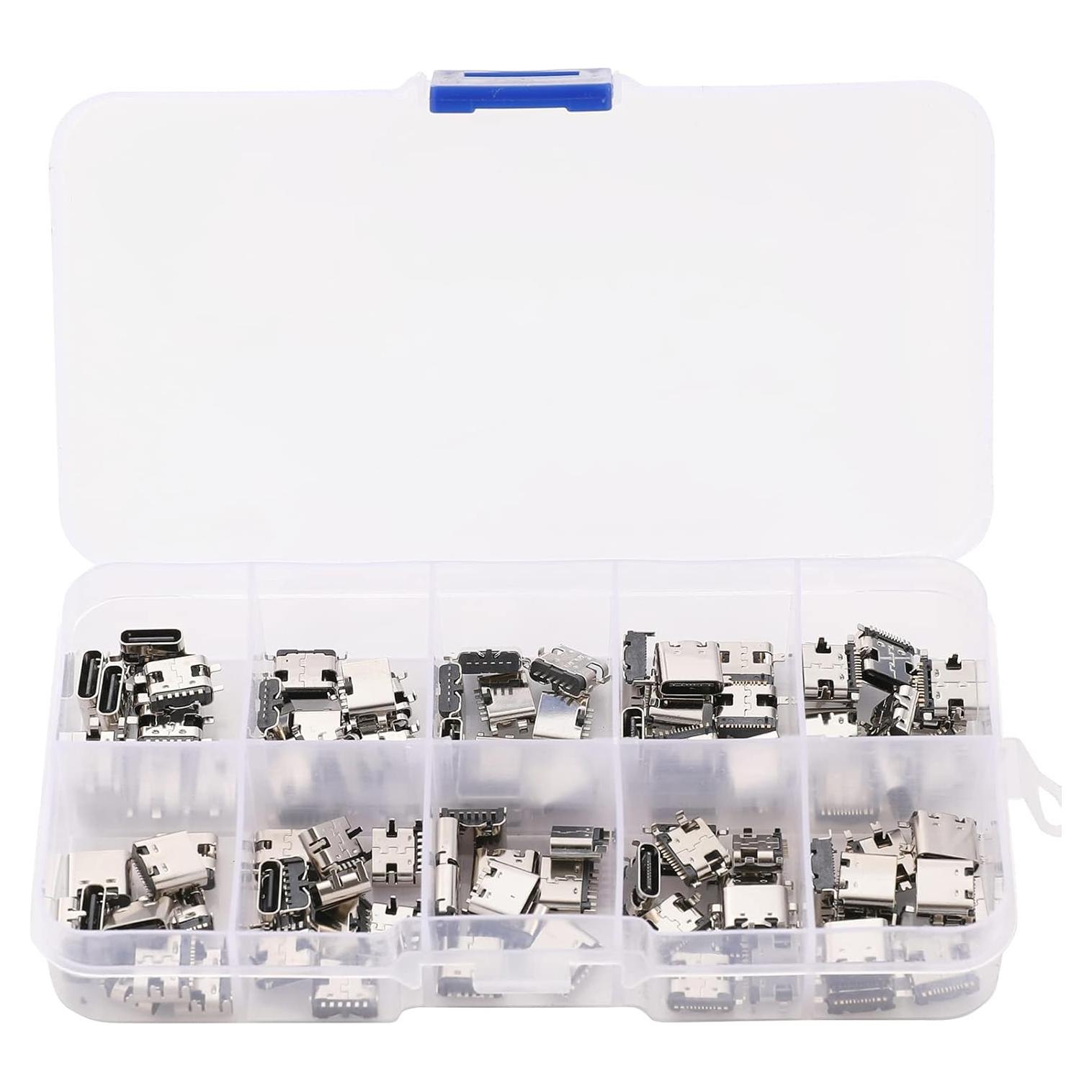 100 Pcs Conectores Hembra USB Tipo-C 3.1 Teansic - 10 Modelos