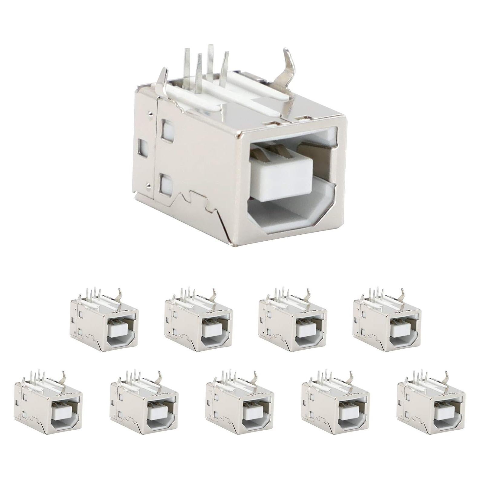 Conector USB Tipo B Hembra Ángulo Recto MXRS - 10 Piezas