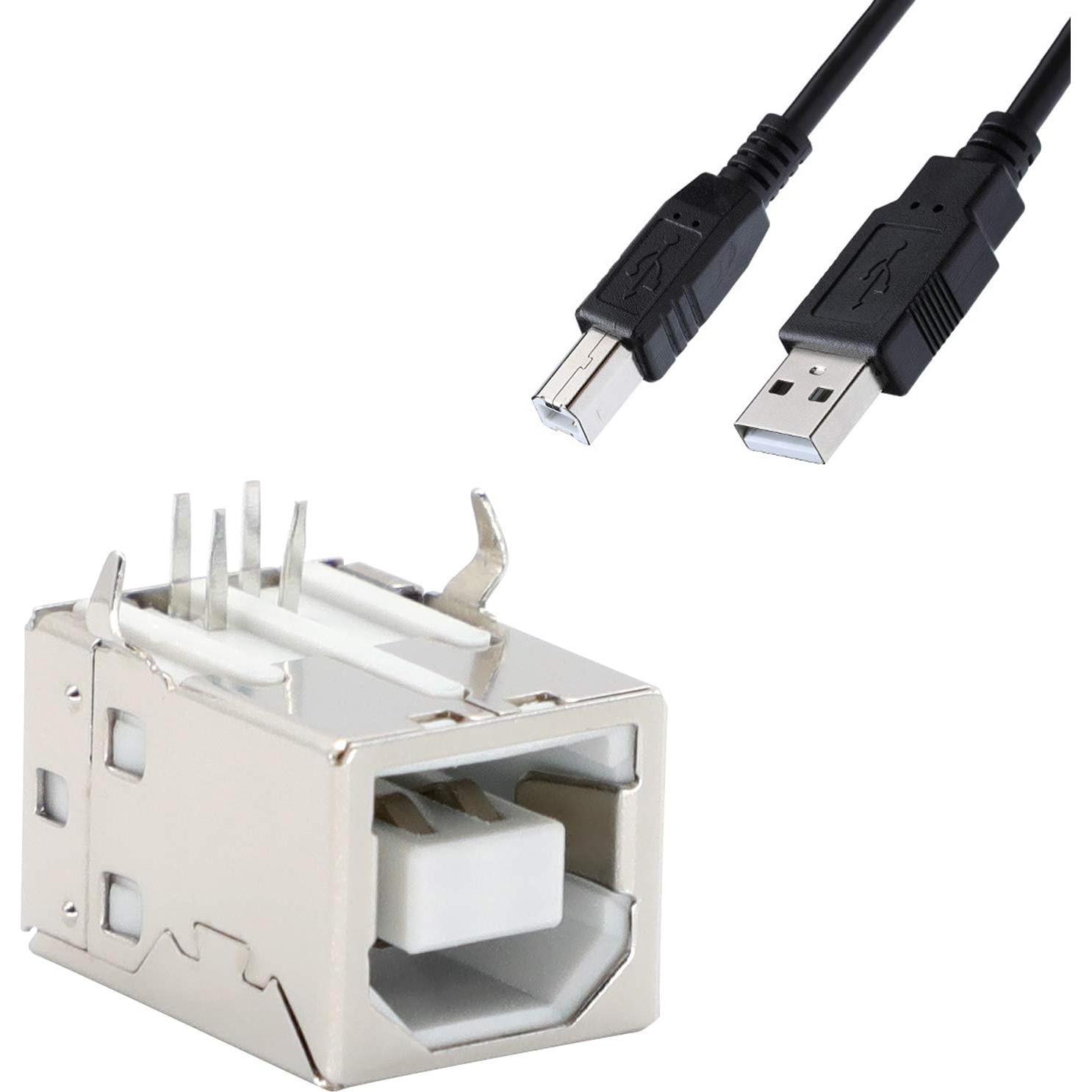 Conector USB Tipo B Hembra Ángulo Recto MXRS - 10 Piezas