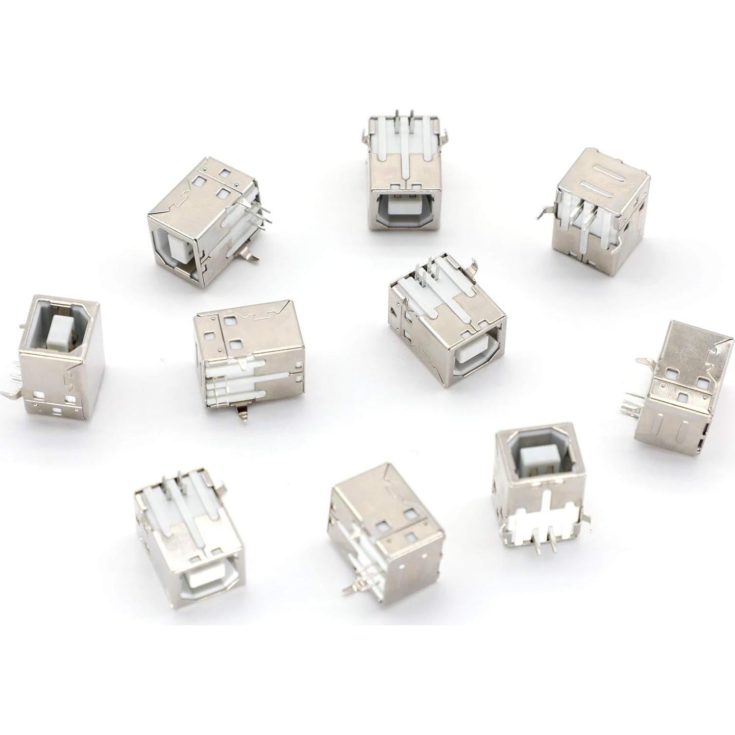 Conector USB Tipo B Hembra Ángulo Recto MXRS - 10 Piezas