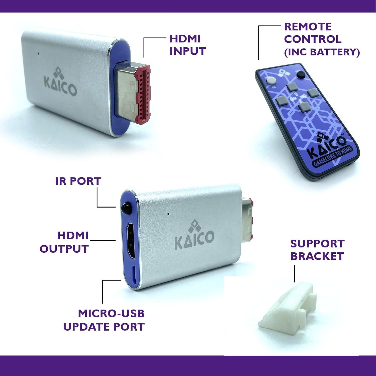 Adaptador HDMI Kaico para Nintendo GameCube con Control Remoto