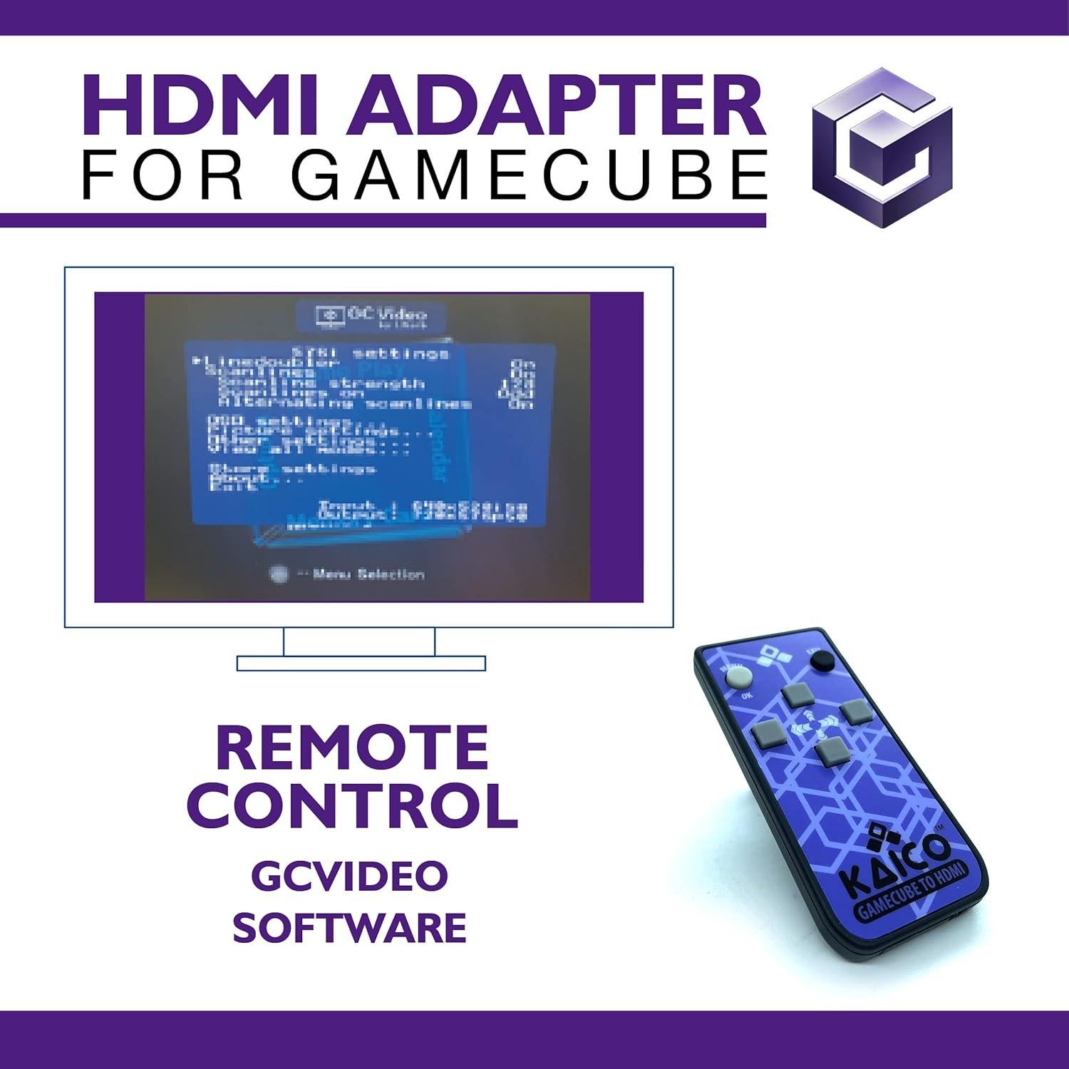 Adaptador HDMI Kaico para Nintendo GameCube con Control Remoto
