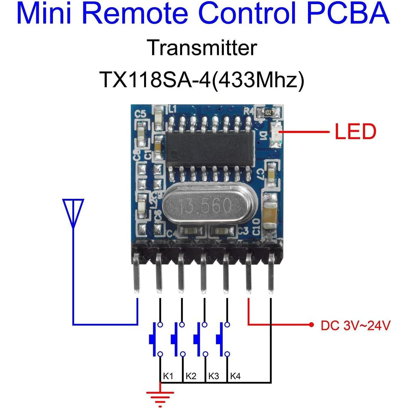 Módulo RF Inalámbrico QIACHIP 433Mhz Receptor y Transmisor 4 Canales