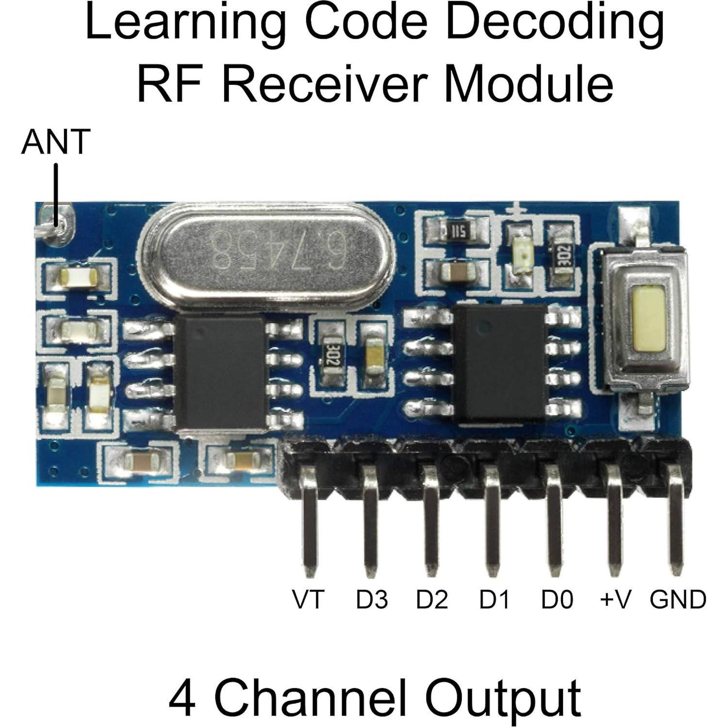 Módulo RF Inalámbrico QIACHIP 433Mhz Receptor y Transmisor 4 Canales