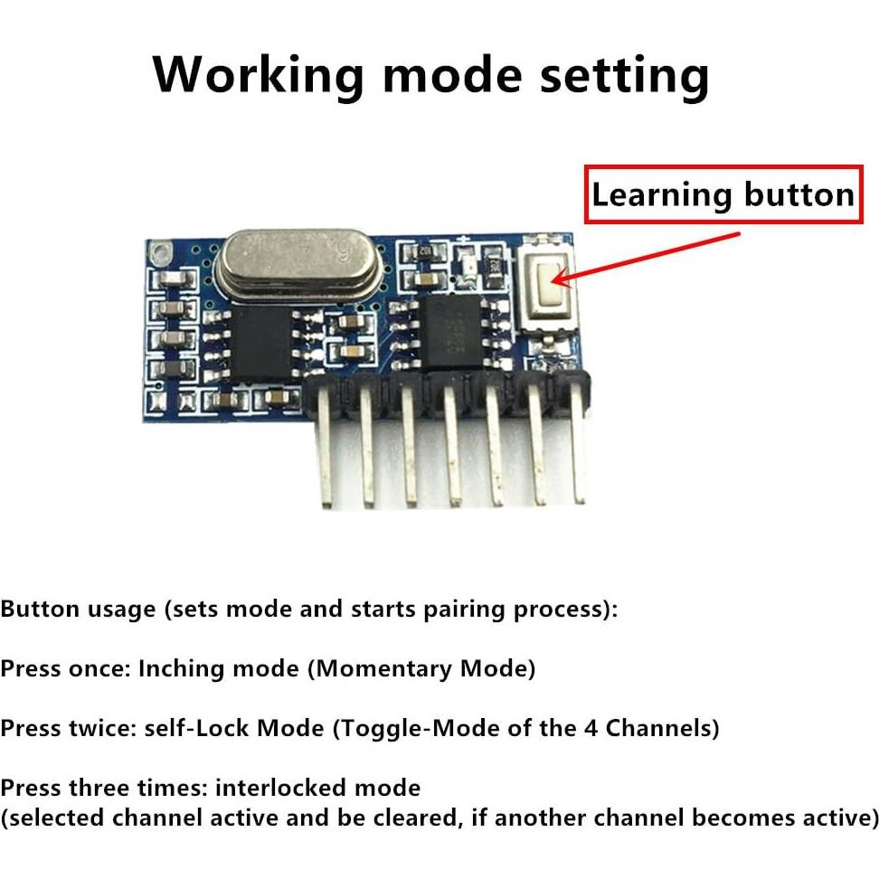 Módulo RF Inalámbrico QIACHIP 433Mhz Receptor y Transmisor 4 Canales