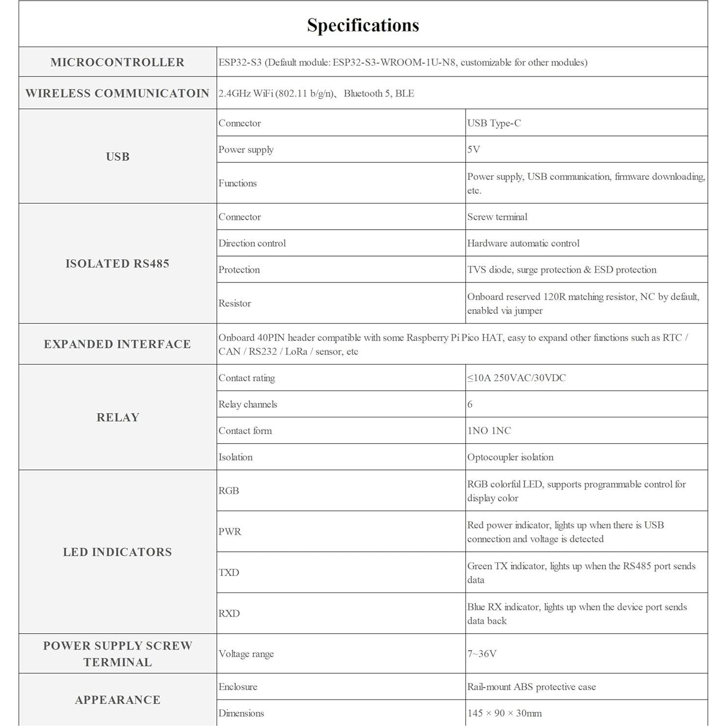 Módulo Relé WiFi 6 Canales UeeKKoo ESP32-S3 Industrial