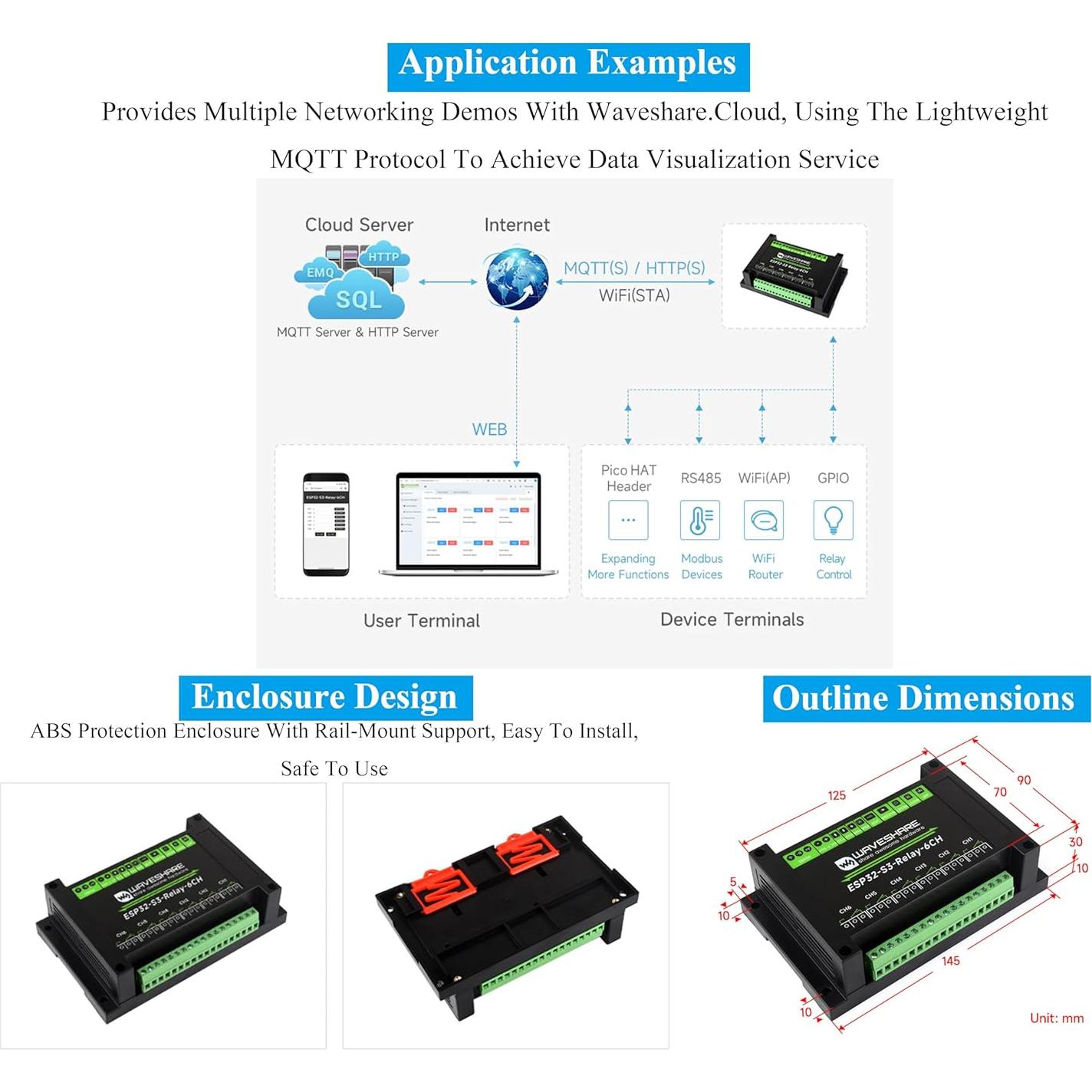 Módulo Relé WiFi 6 Canales UeeKKoo ESP32-S3 Industrial