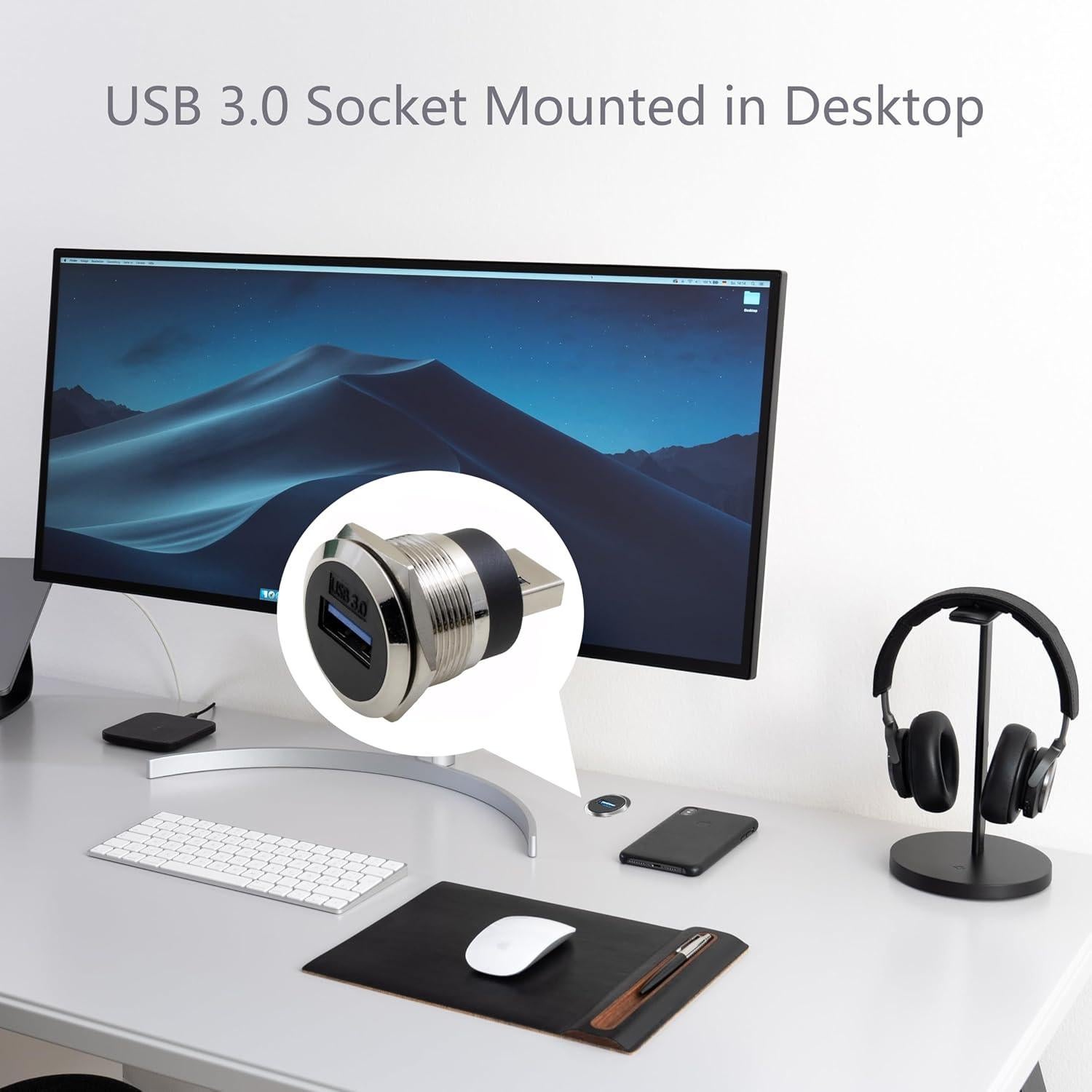 Adaptador USB 3.0 Macho a Hembra YiKaiEn, Impermeable y Duradero