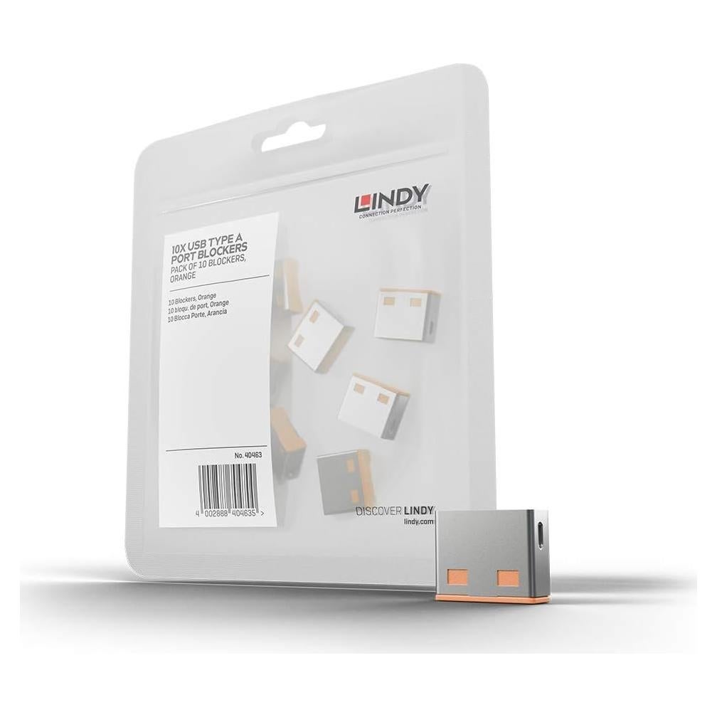 Bloqueador de Puerto USB Lindy 40463 - Paquete de 10 Naranja