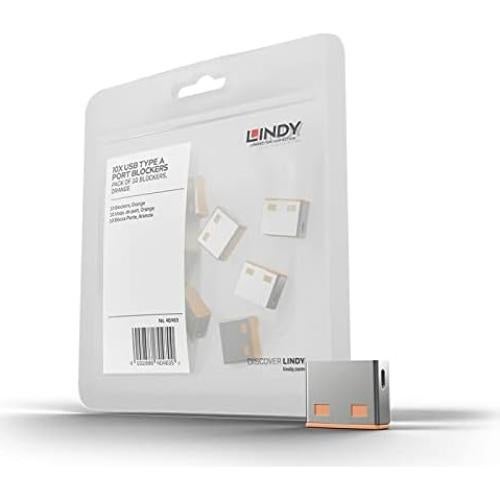Bloqueador de Puerto USB Lindy 40463 - Paquete de 10 Naranja