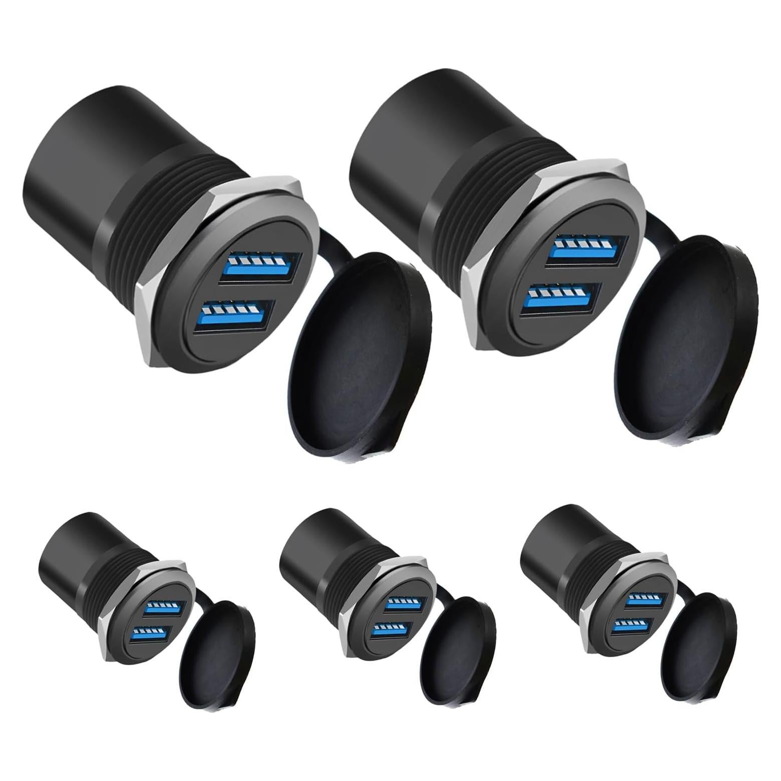 Adaptador Montaje Panel USB 3.0 Doble YiKaiEn - 5Gbps, 5V 2A