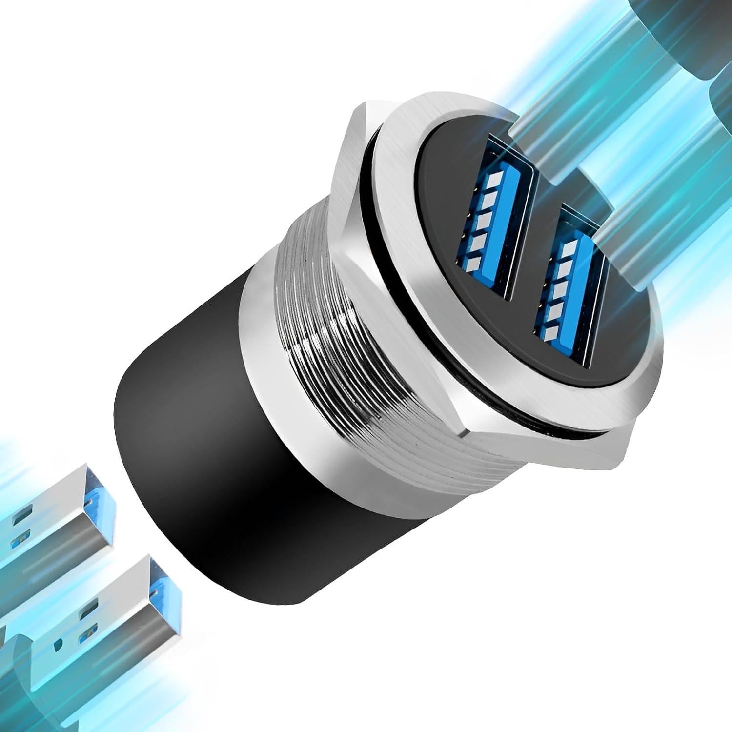 Adaptador Montaje Panel USB 3.0 Doble YiKaiEn - 5Gbps, 5V 2A