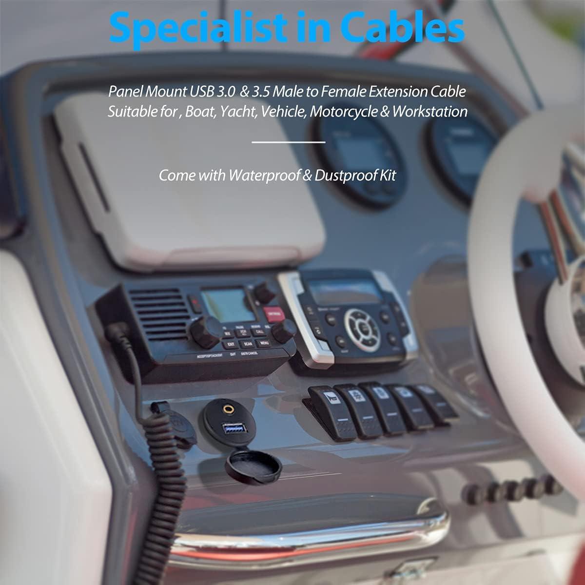 Cable USB 3.0 y AUX 3.5mm URWOOW - Montaje Empotrado 1m