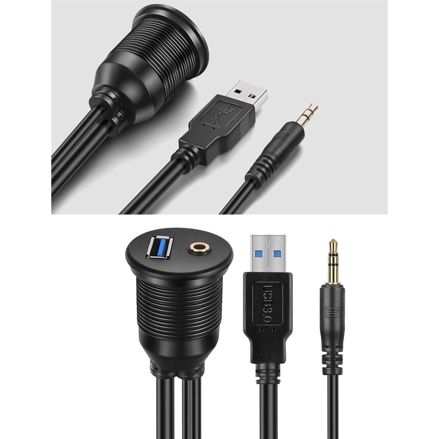 Cable USB 3.0 y AUX 3.5mm URWOOW - Montaje Empotrado 1m
