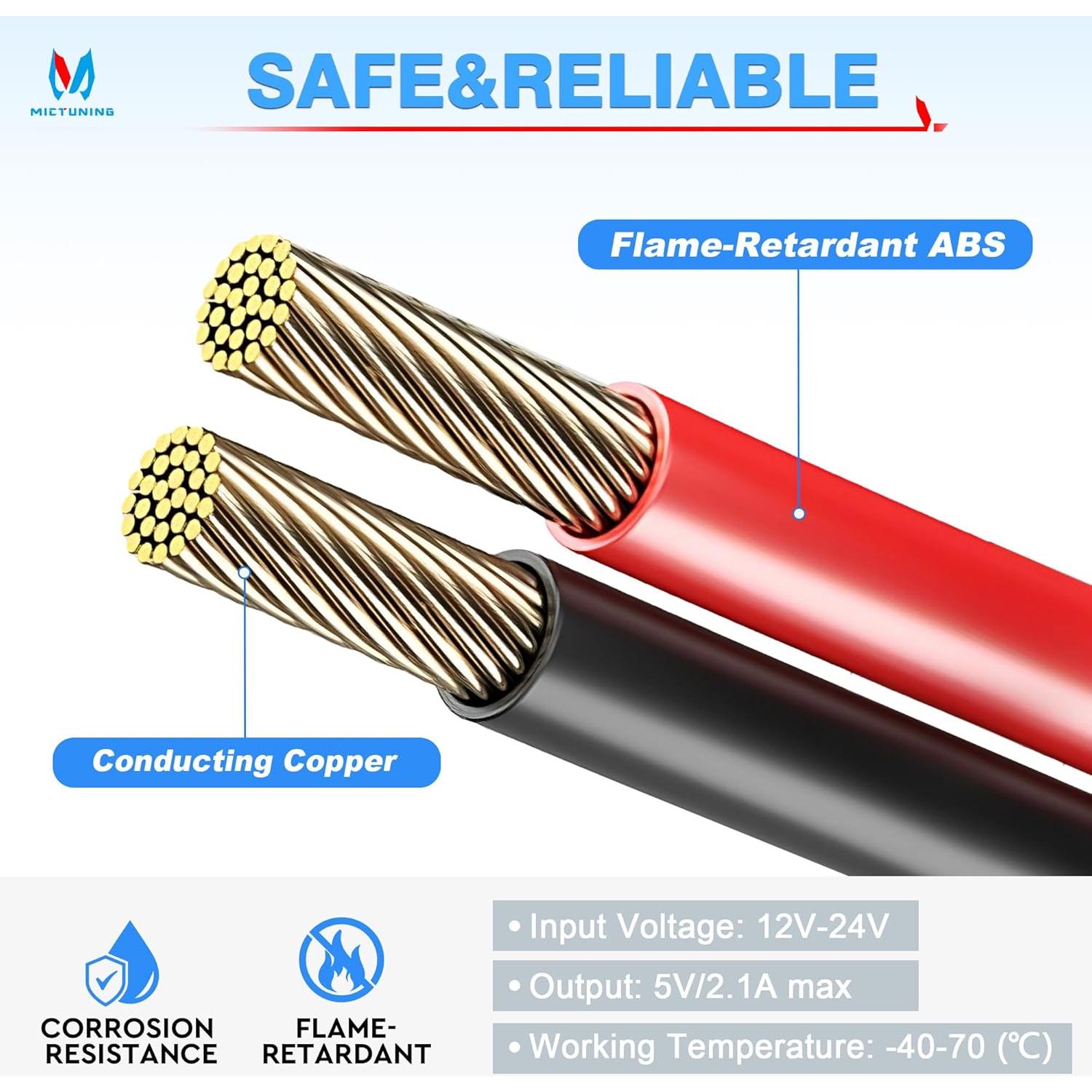 Adaptador SAE a USB MICTUNING Cargador Impermeable 2.1A