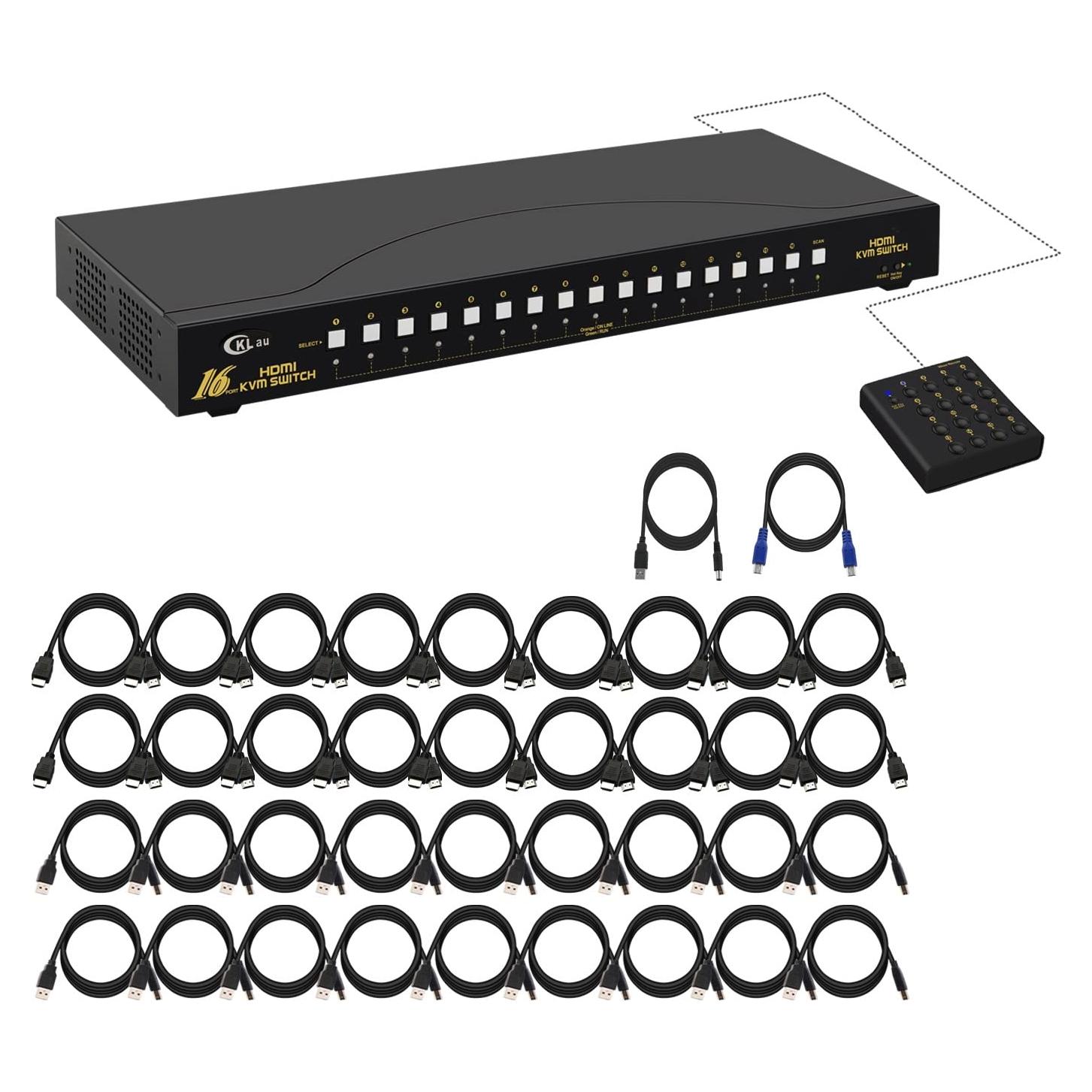 KVM Switch HDMI 16 Puertos CKLau 4K 30Hz Montaje Rack