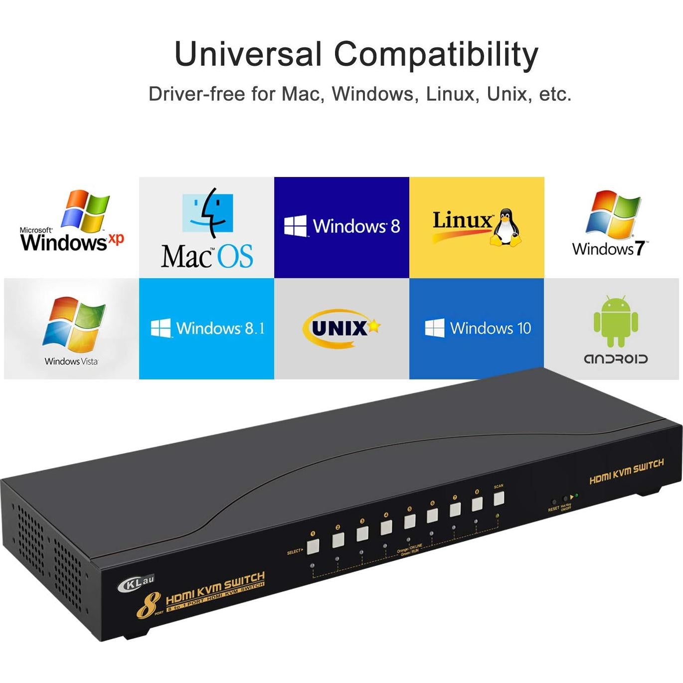 KVM Switch HDMI 16 Puertos CKLau 4K 30Hz Montaje Rack