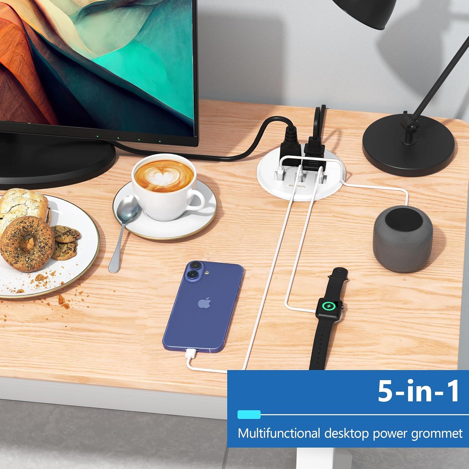 Regleta de Poder LIDER 65W USB-C y USB-A Blanca 1.98m