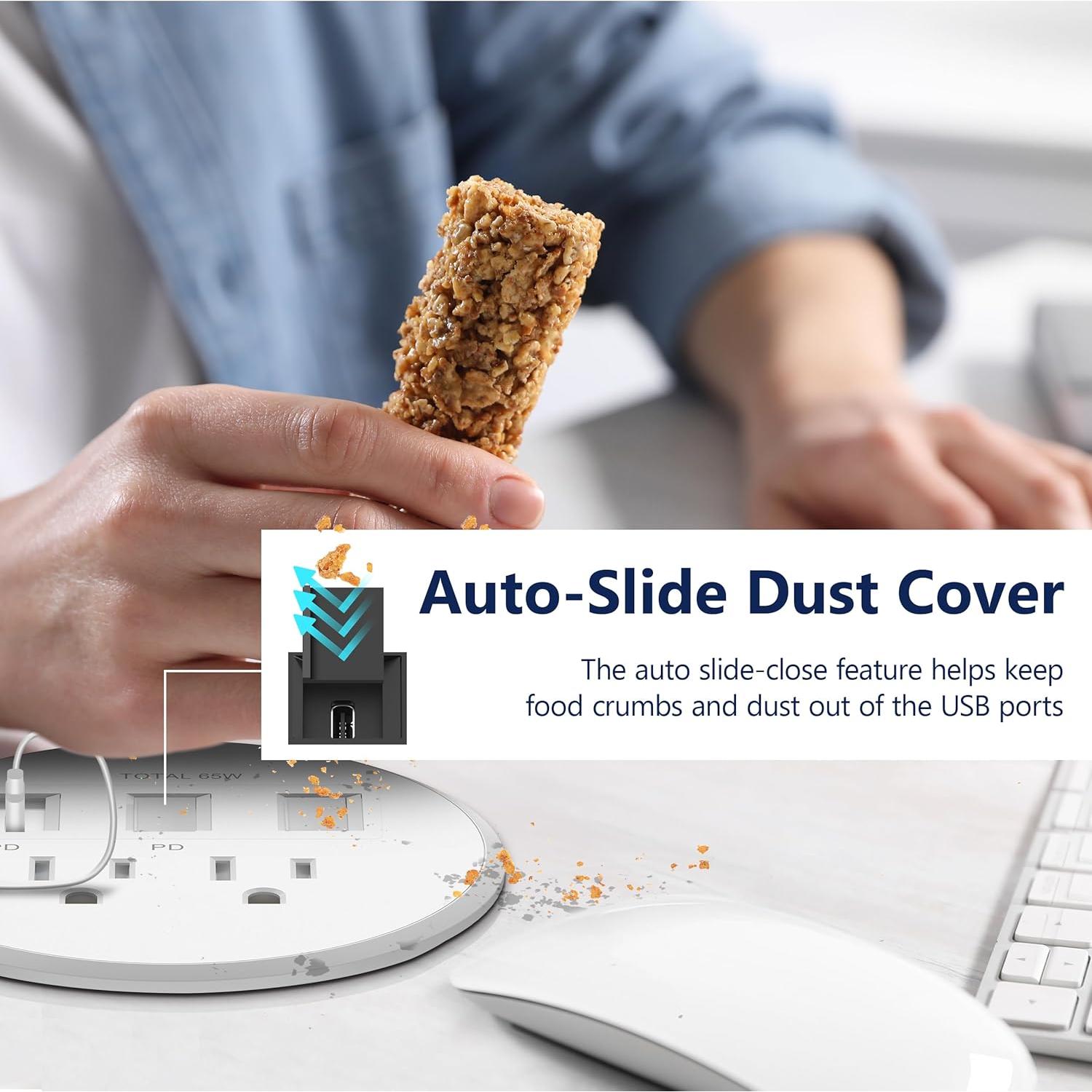 Regleta de Poder LIDER 65W USB-C y USB-A Blanca 1.98m