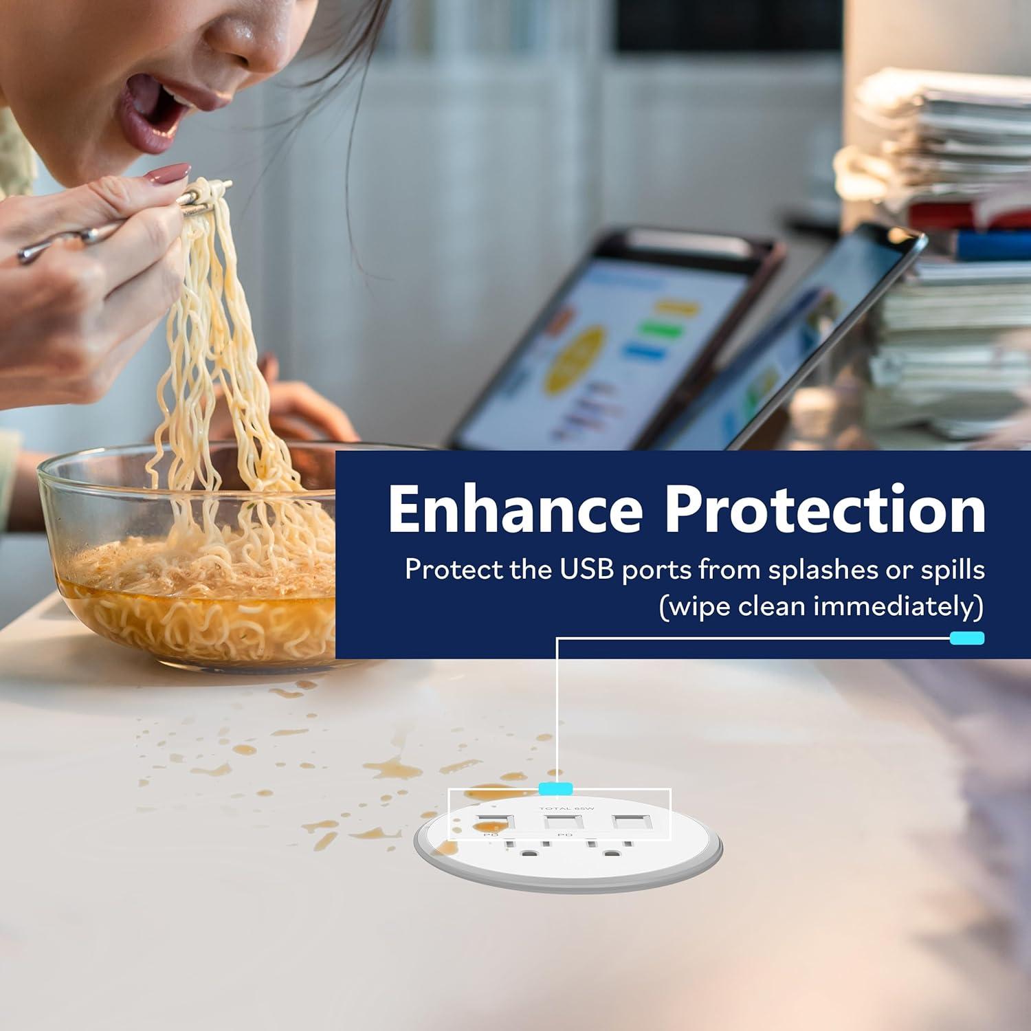 Regleta de Poder LIDER 65W USB-C y USB-A Blanca 1.98m