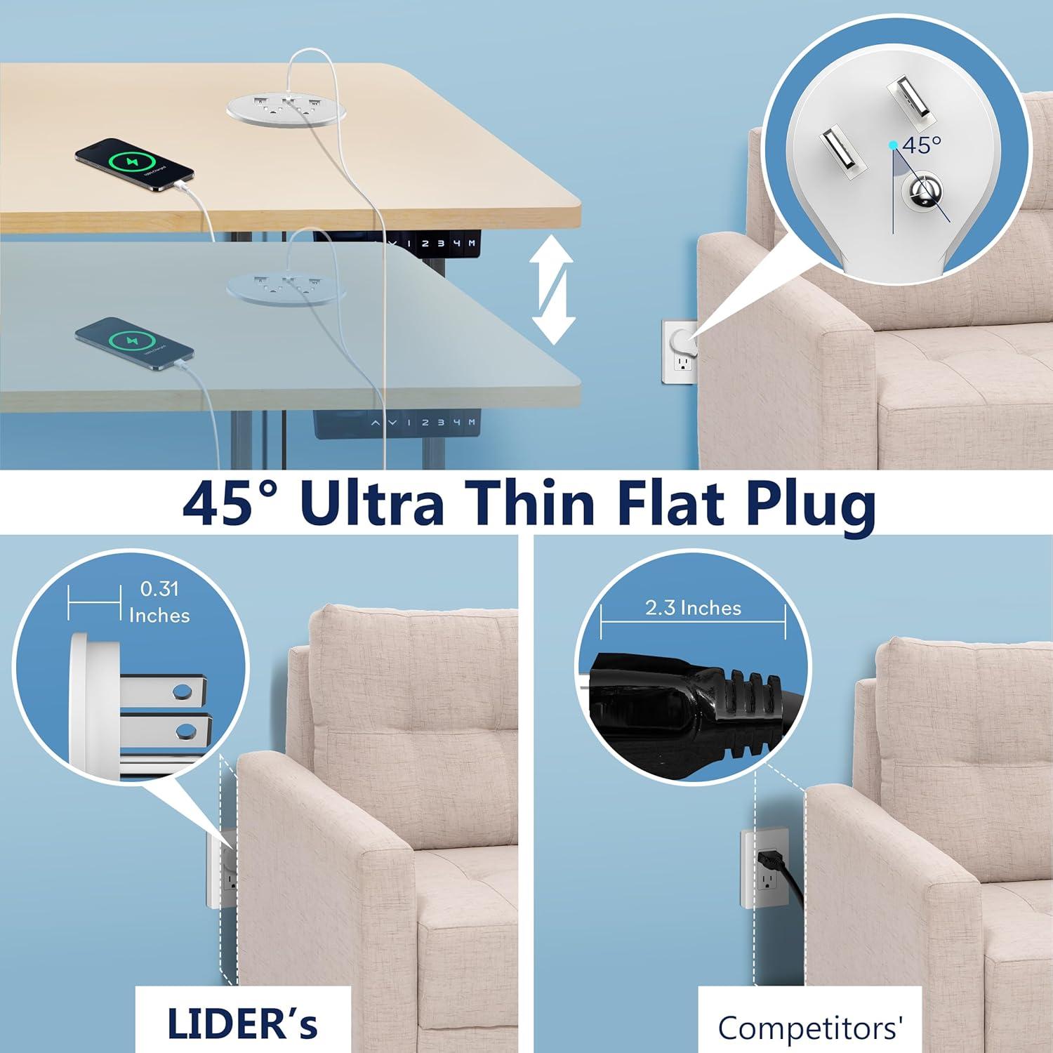 Regleta de Poder LIDER 65W USB-C y USB-A Blanca 1.98m