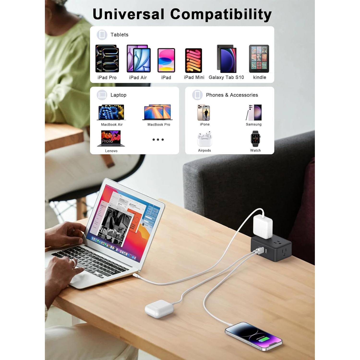 Regleta de Sargento BQO 17-en-1 con 13 Salidas y 4 Puertos USB