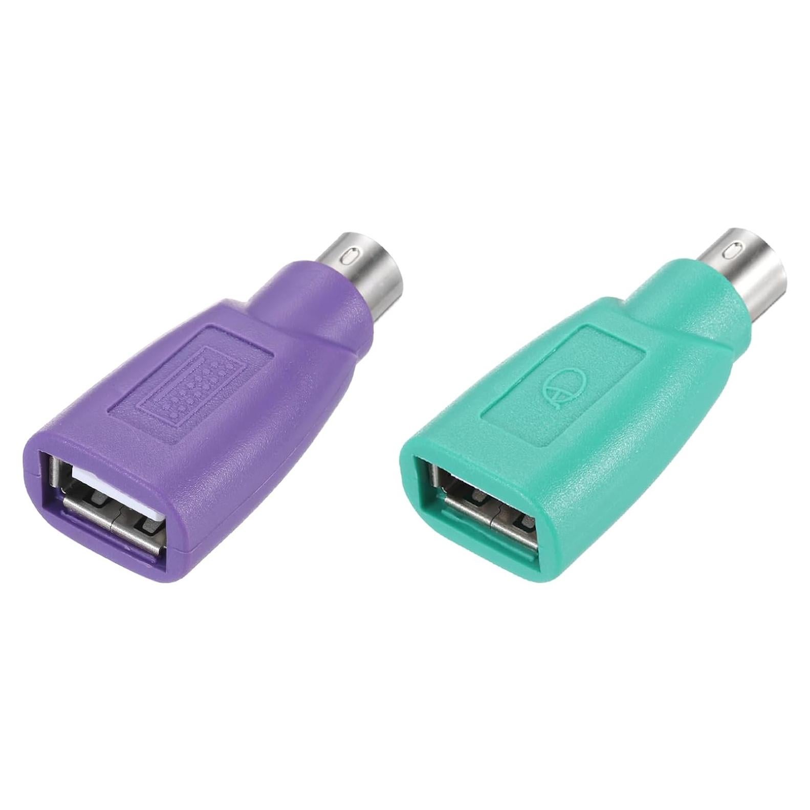 Adaptador PS/2 a USB MECCANIXITY - 2 Piezas, Verde/Púrpura