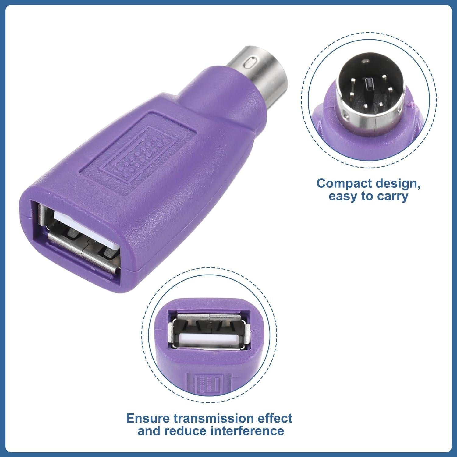 Adaptador PS/2 a USB MECCANIXITY - 2 Piezas, Verde/Púrpura