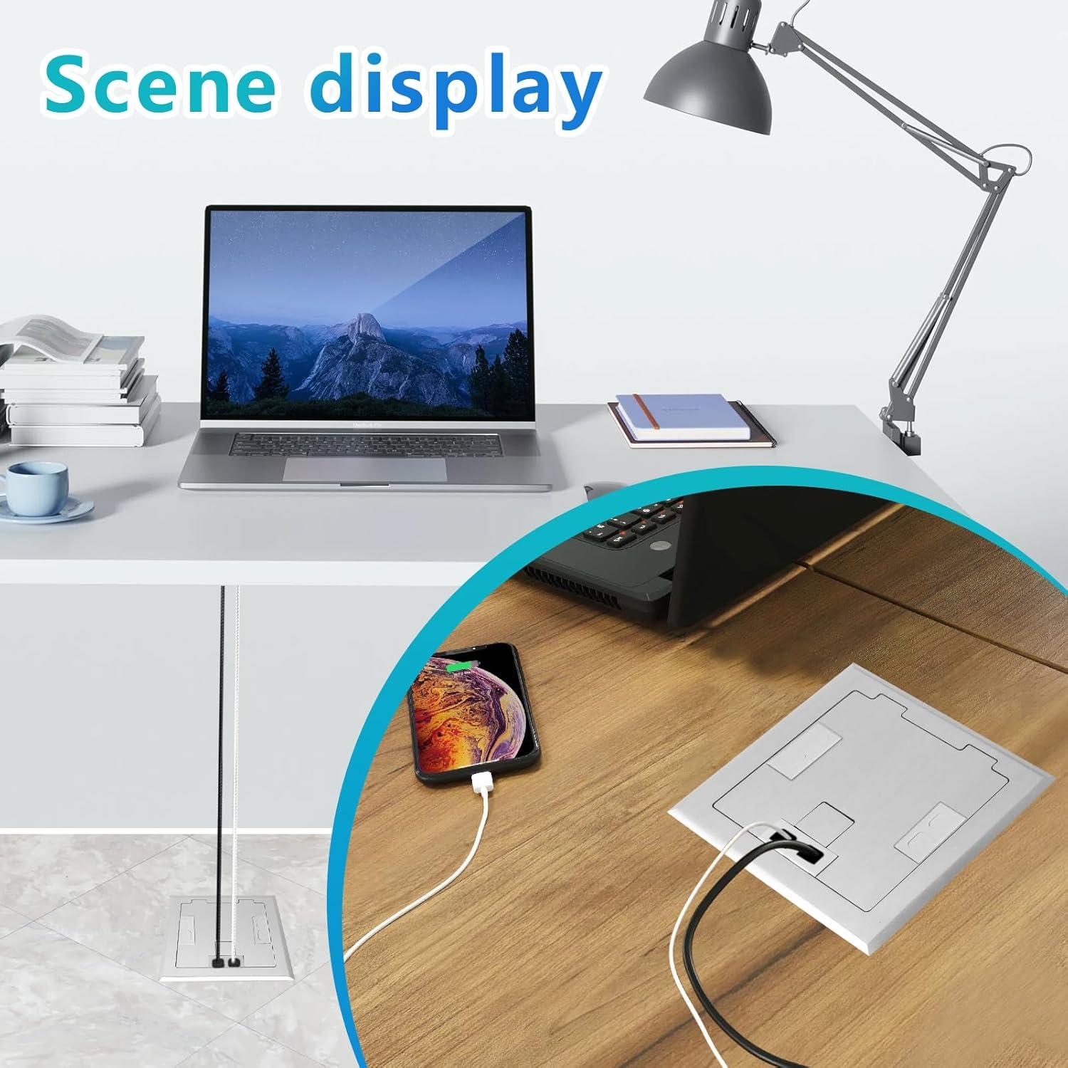 Kit Enchufe Oculto Empotrado KYHSHJ 20A USB-A y USB-C Plata