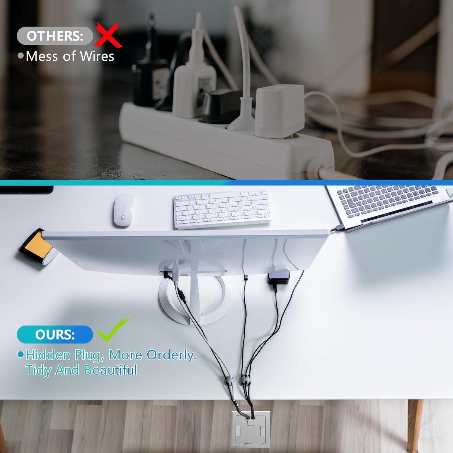 Kit Enchufe Oculto Empotrado KYHSHJ 20A USB-A y USB-C Plata