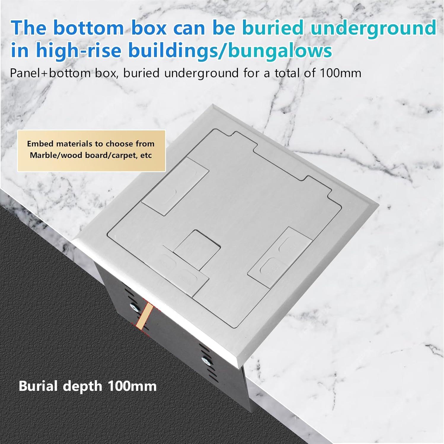 Kit Enchufe Oculto Empotrado KYHSHJ 20A USB-A y USB-C Plata