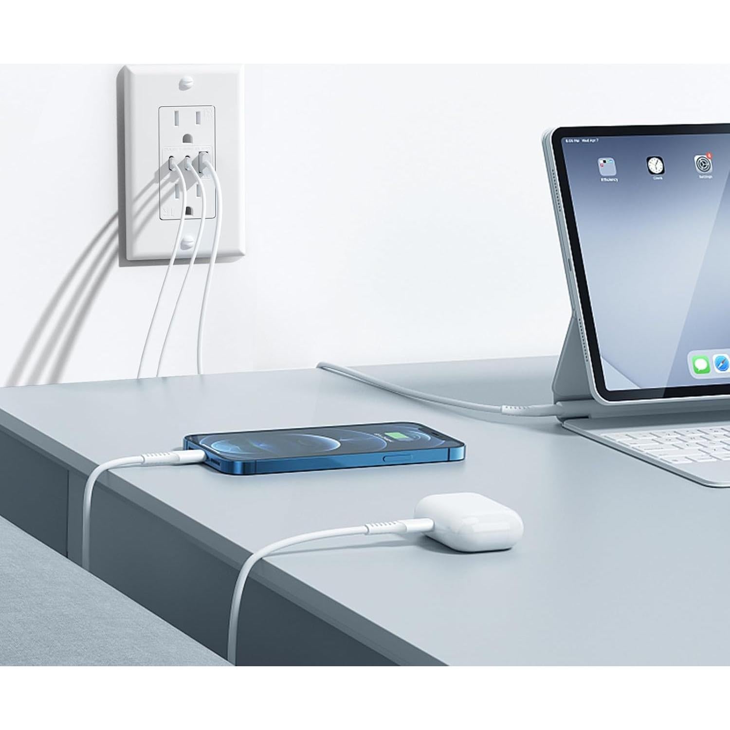 Enchufes de Pared Amico 3 Puertos USB 30W 24 Unidades