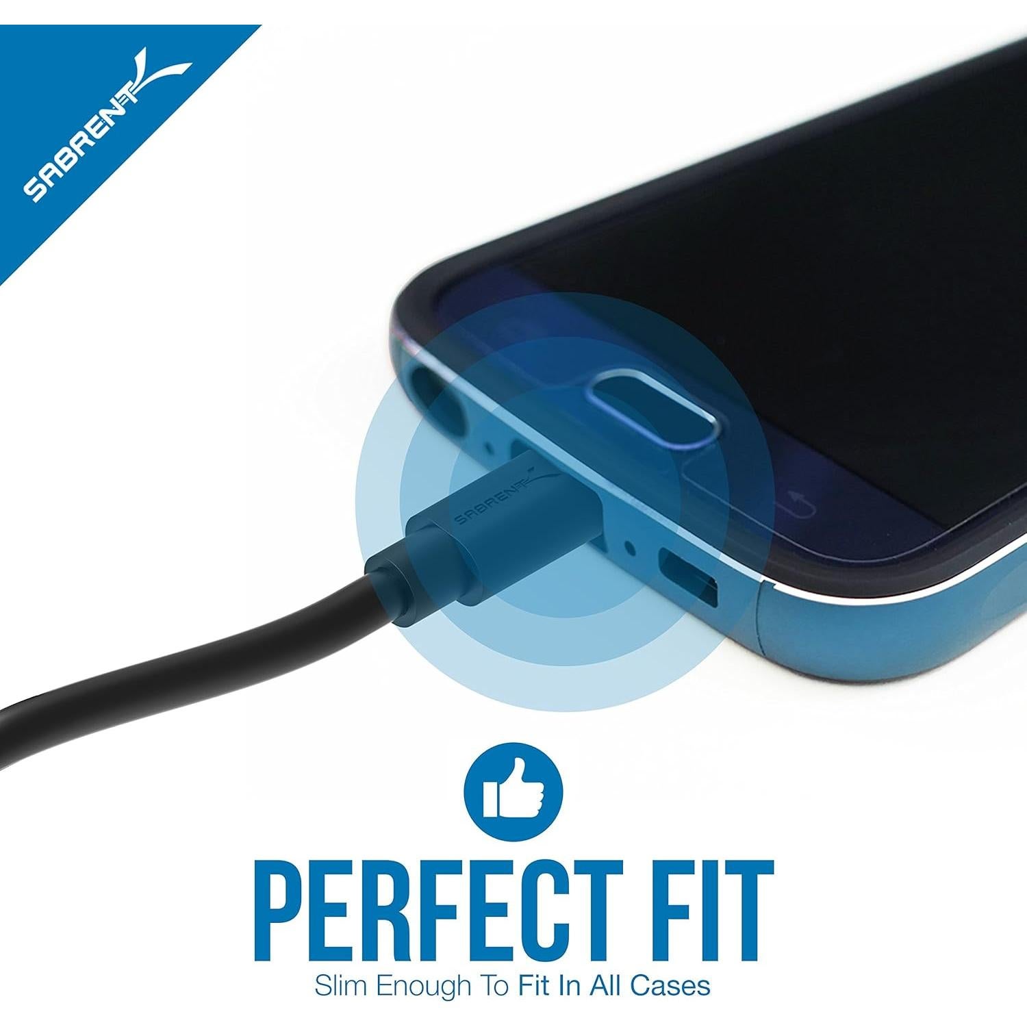 Cables Micro USB SABRENT 6-Pack 0.30m y 0.91m Carga Rápida