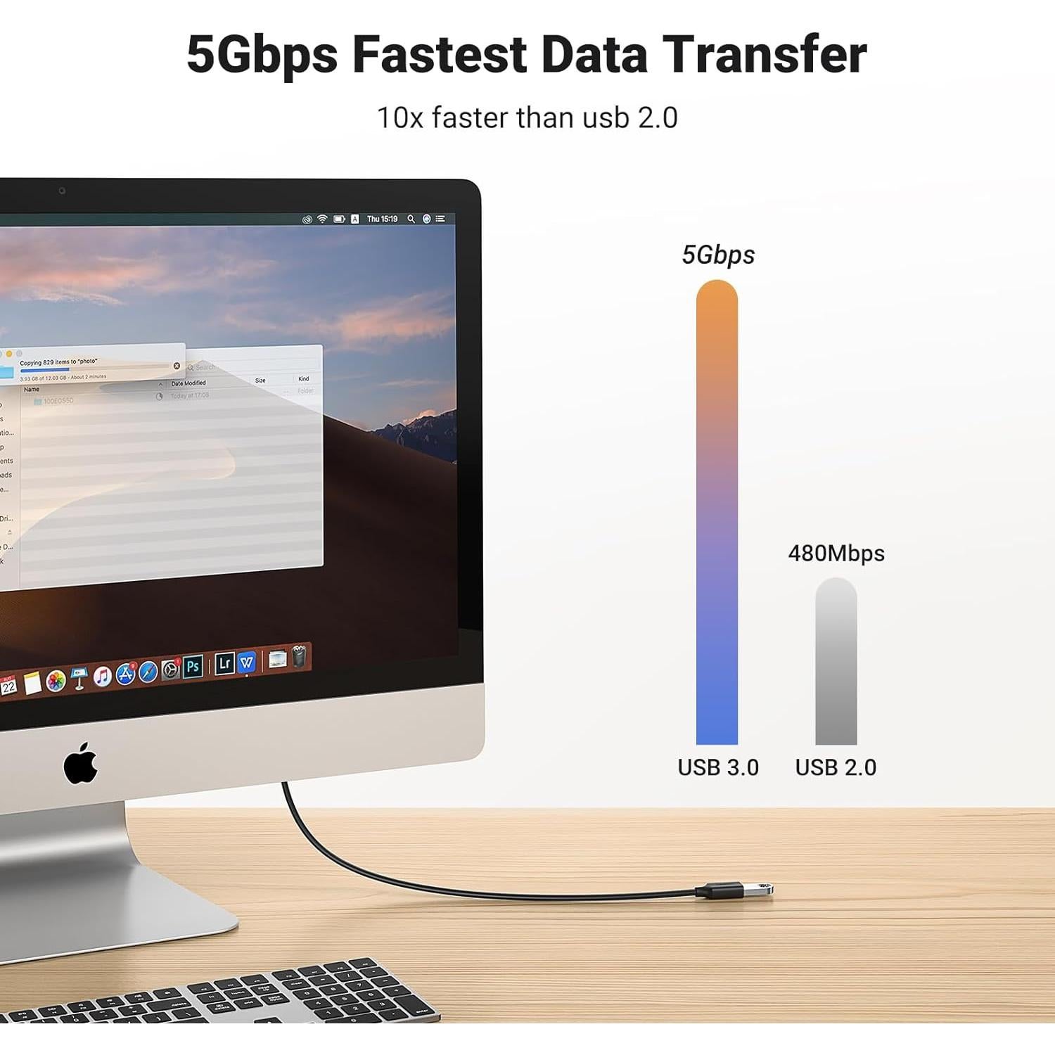 UGREEN Extensor USB 3.0 Macho a Hembra 3.05 m Alta Velocidad