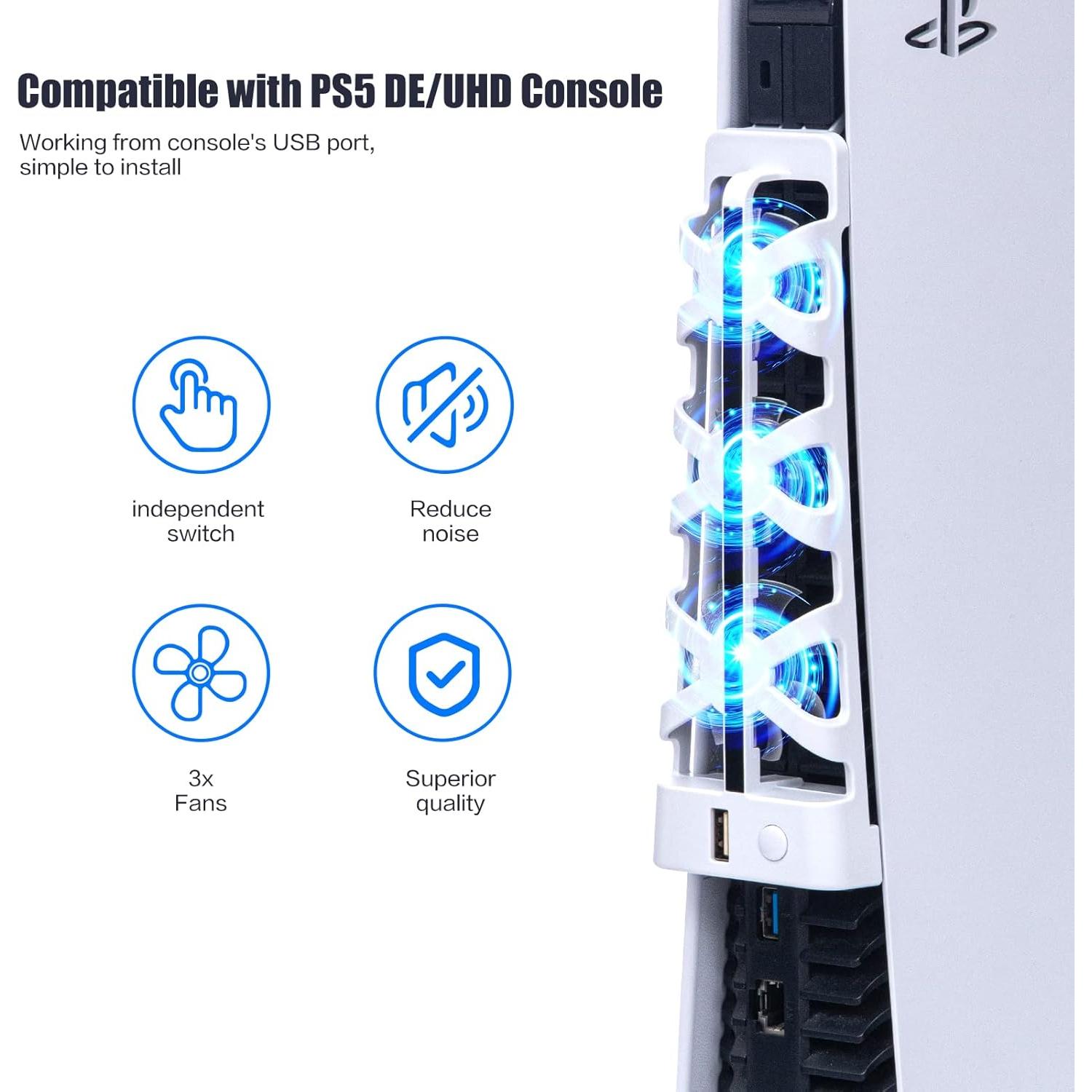 Ventilador de Enfriamiento PS5 NANANINO Blanco con Luz LED